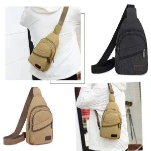 Men's Canvas Leisure Tide Large Capacity Men's Chest Bags