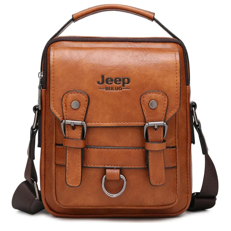 Men's Cross-body Multi-function Large Capacity Split Leather Bag