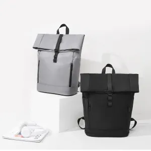 Men's Curved Edge Business Leisure Roll Top Backpacks