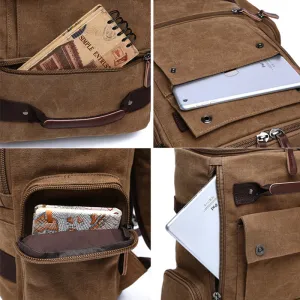 Men's Korean Style Canvas Portable Layered Backpacks