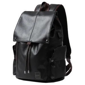 Men's Korean Style Leather Fashion Trend Computer Backpacks