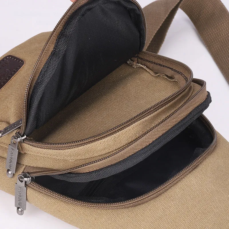 Men's Korean Style Versatile Large Capacity Canvas Men's Chest Bags