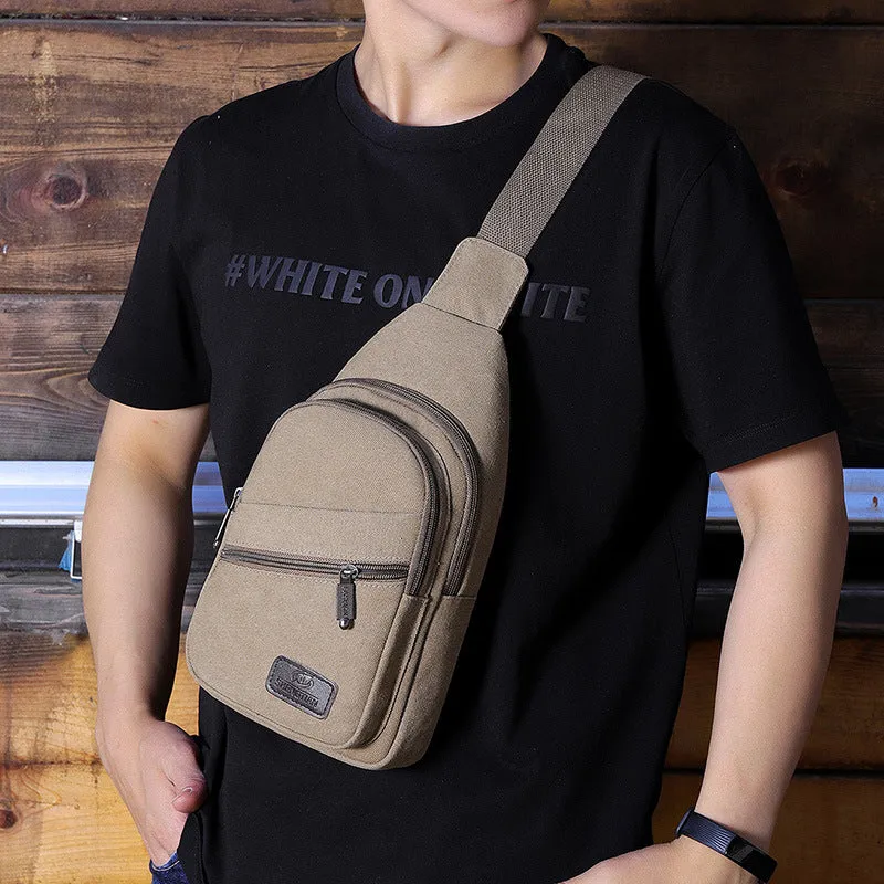 Men's Korean Style Versatile Large Capacity Canvas Men's Chest Bags