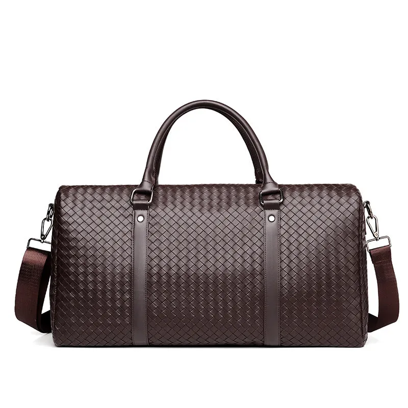 Men's Large Capacity Short-distance Plaid Woven Travel Bags