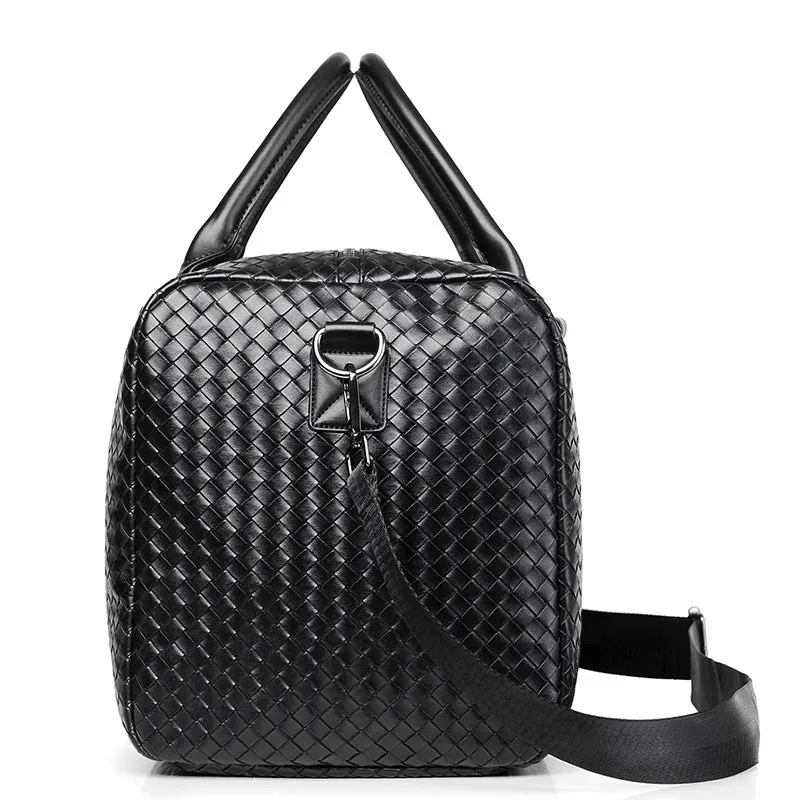 Men's Large Capacity Short-distance Plaid Woven Travel Bags