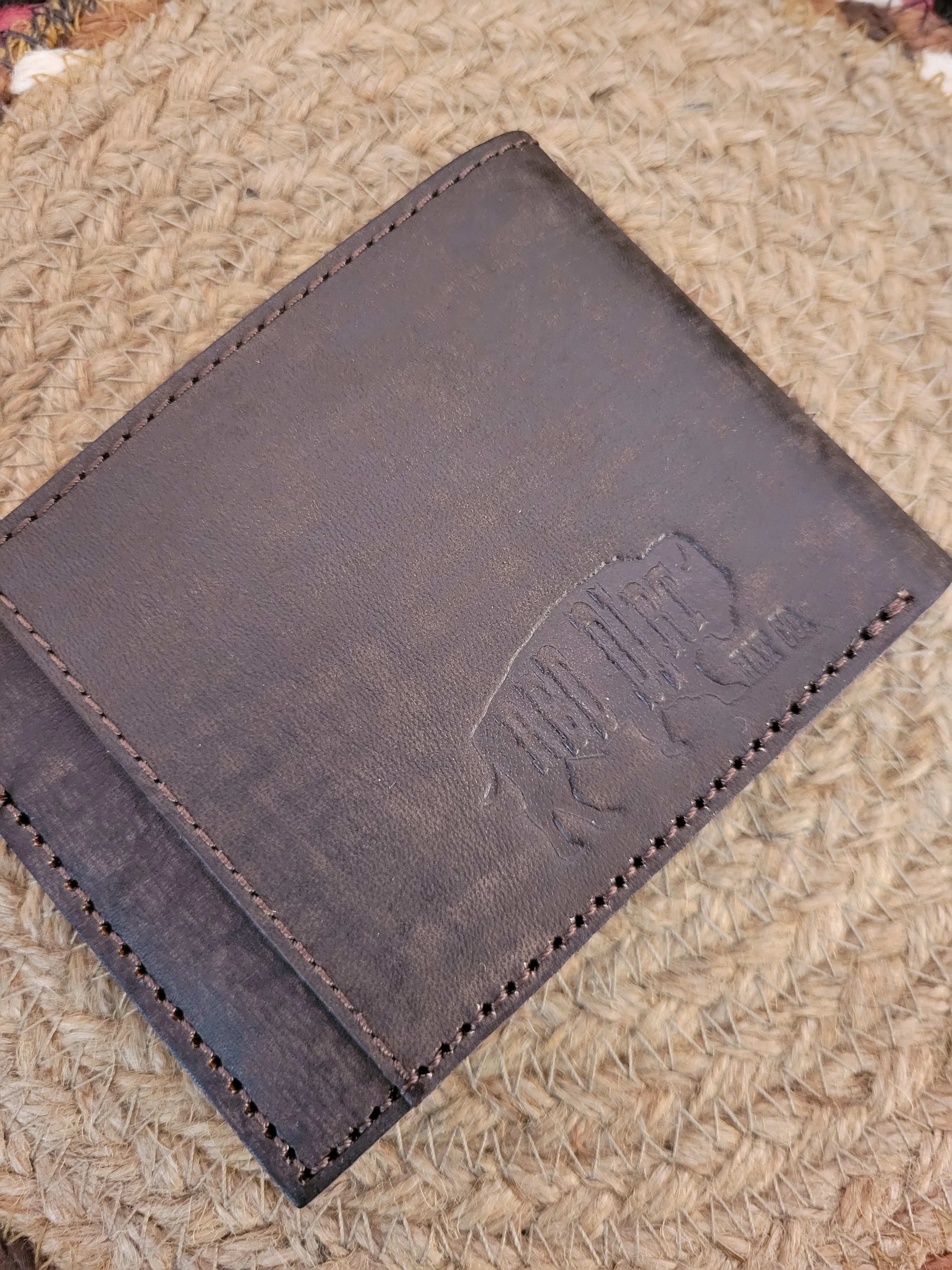 Men's Leather Trifold Wallet with Leather Floral Tooling by Red Dirt Hat Co 23111881W1