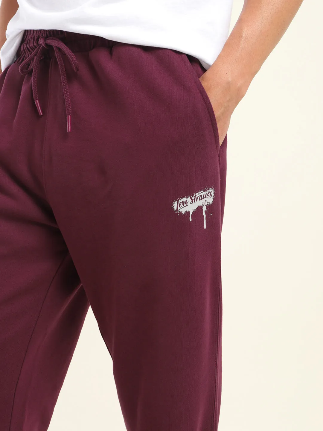 Men's Regular Fit Red Joggers