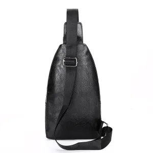Men's Trendy Soft Leather Simple Waterproof Leisure Men's Chest Bags