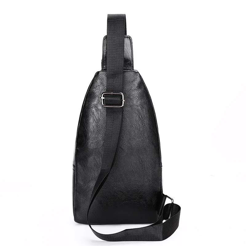 Men's Trendy Soft Leather Simple Waterproof Leisure Men's Chest Bags