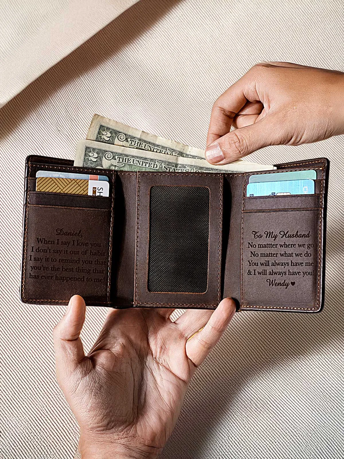 Men's Trifold Wallet - Custom Engraving