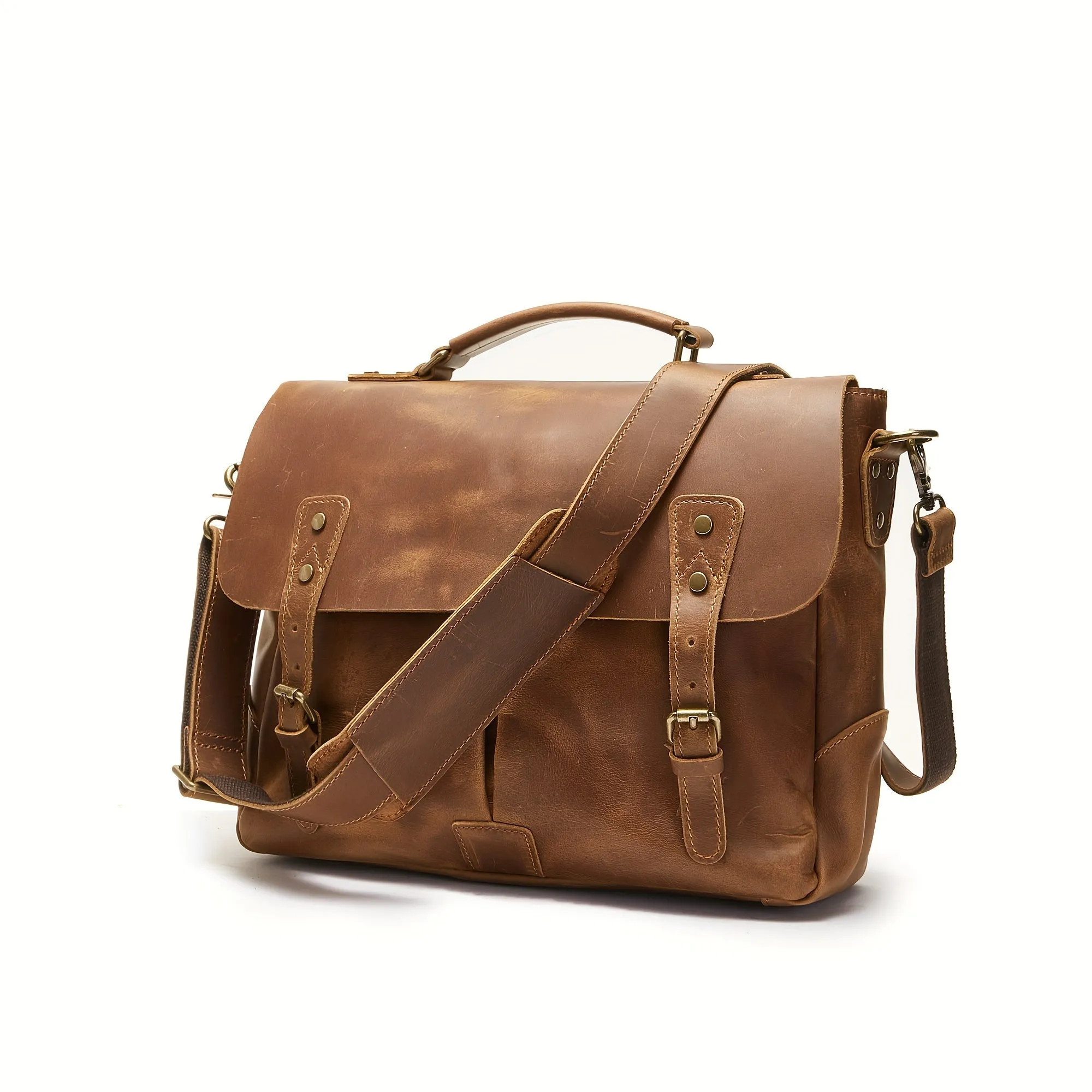 Men's Vintage Large Capacity Briefcase Travel Crossbody Bag