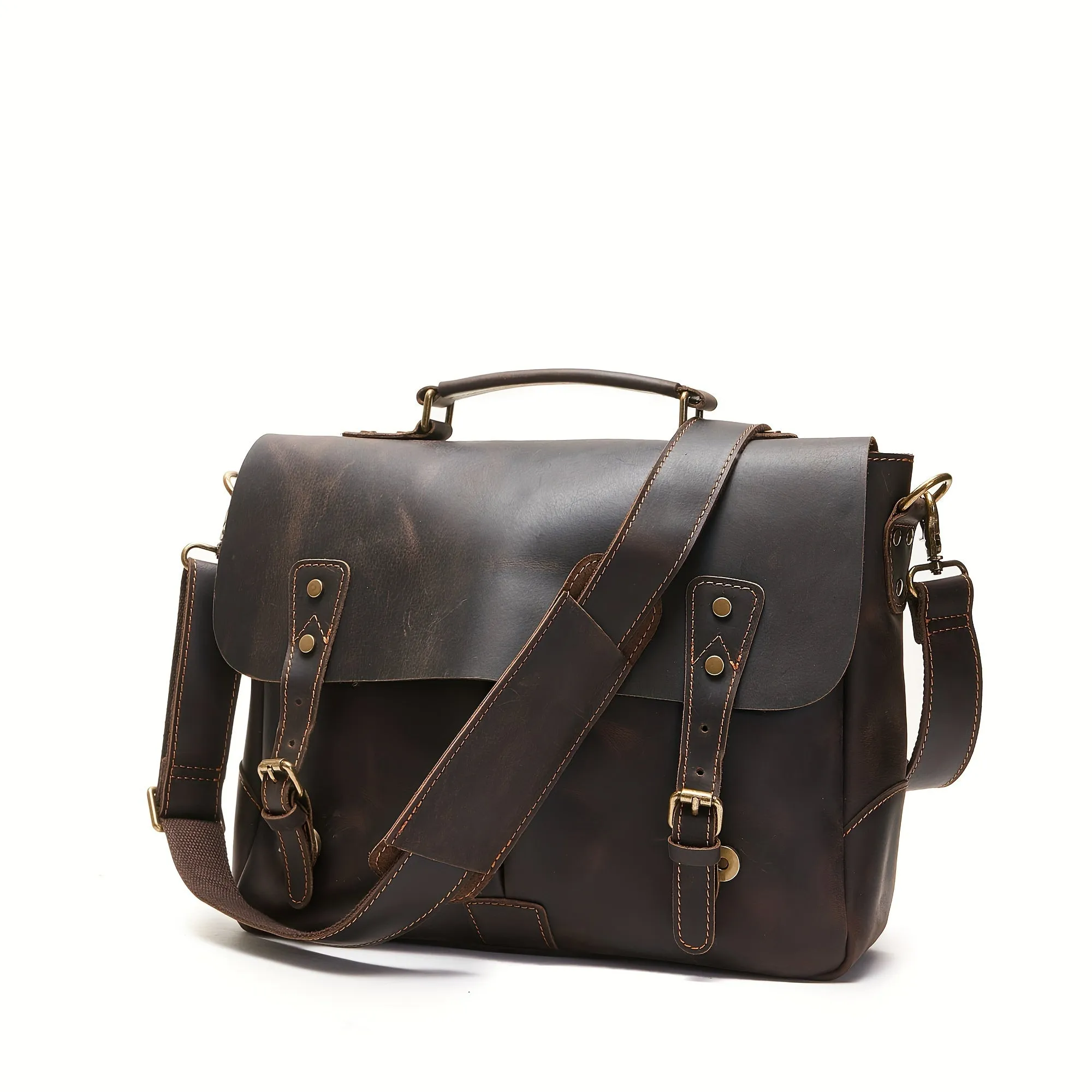 Men's Vintage Large Capacity Briefcase Travel Crossbody Bag