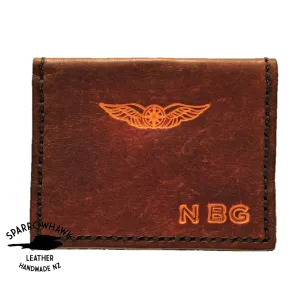 Pilot Cross Card Wallet- Initials & Wings - Hand Dyed, 7 colours