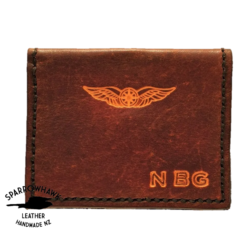 Pilot Cross Card Wallet- Initials & Wings - Hand Dyed, 7 colours