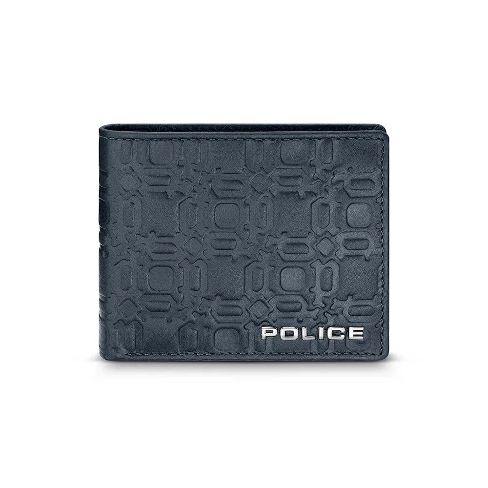 Police Dario Men's Navy Leather Wallet with Embossed Logo