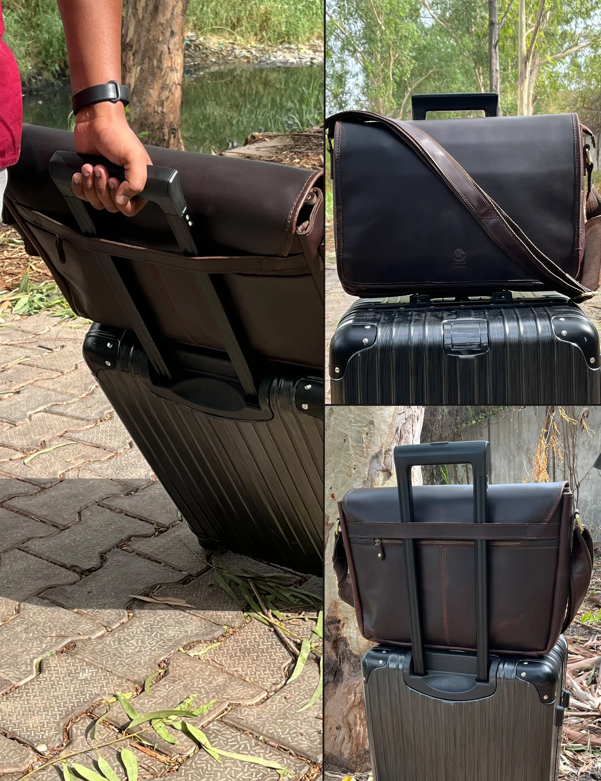 Ranger Buffalo Leather Crossbody Laptop Messenger Bag (Mulberry)