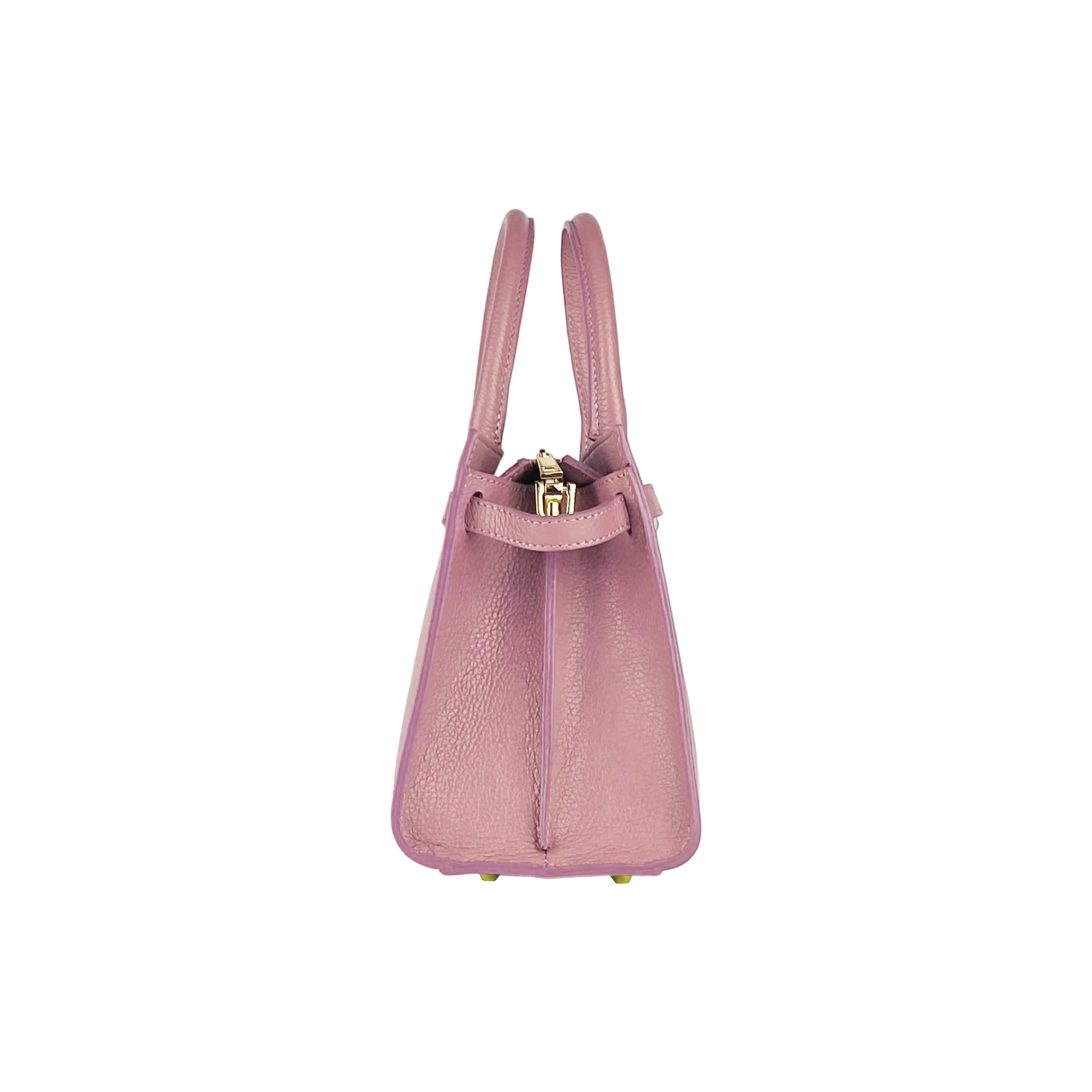RB1016AZ | Women's handbag in genuine leather Made in Italy with removable shoulder strap. Shiny Gold metal snap hooks - Antique Pink color - Dimensions: 28 x 20 x 14   12.5 cm