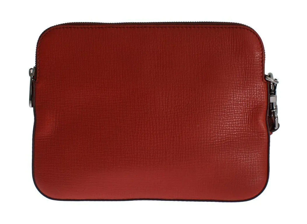 Red Leather Mens Organizer Clutch Wallet Wristlet