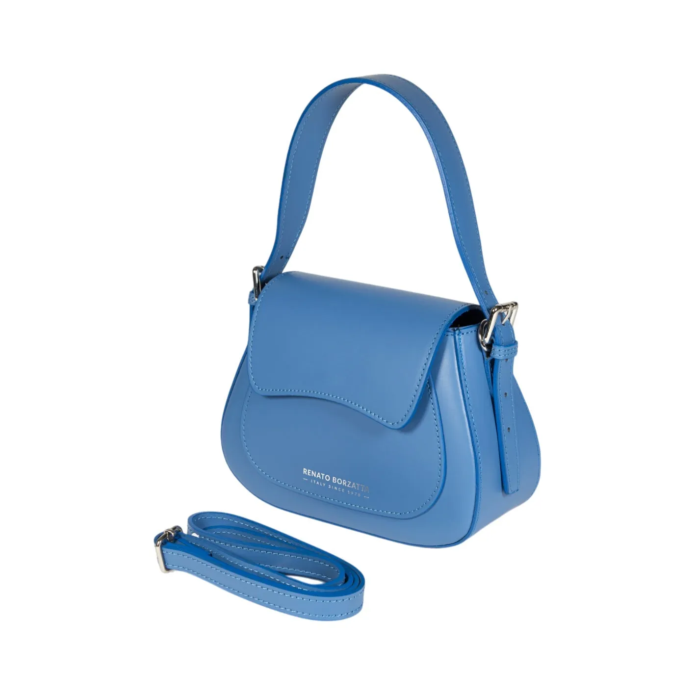 Renato Borzatta EMMA Leather Shoulder Bag Blue