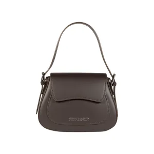Renato Borzatta EMMA leather Shoulder Bag with Flap Dark Brown