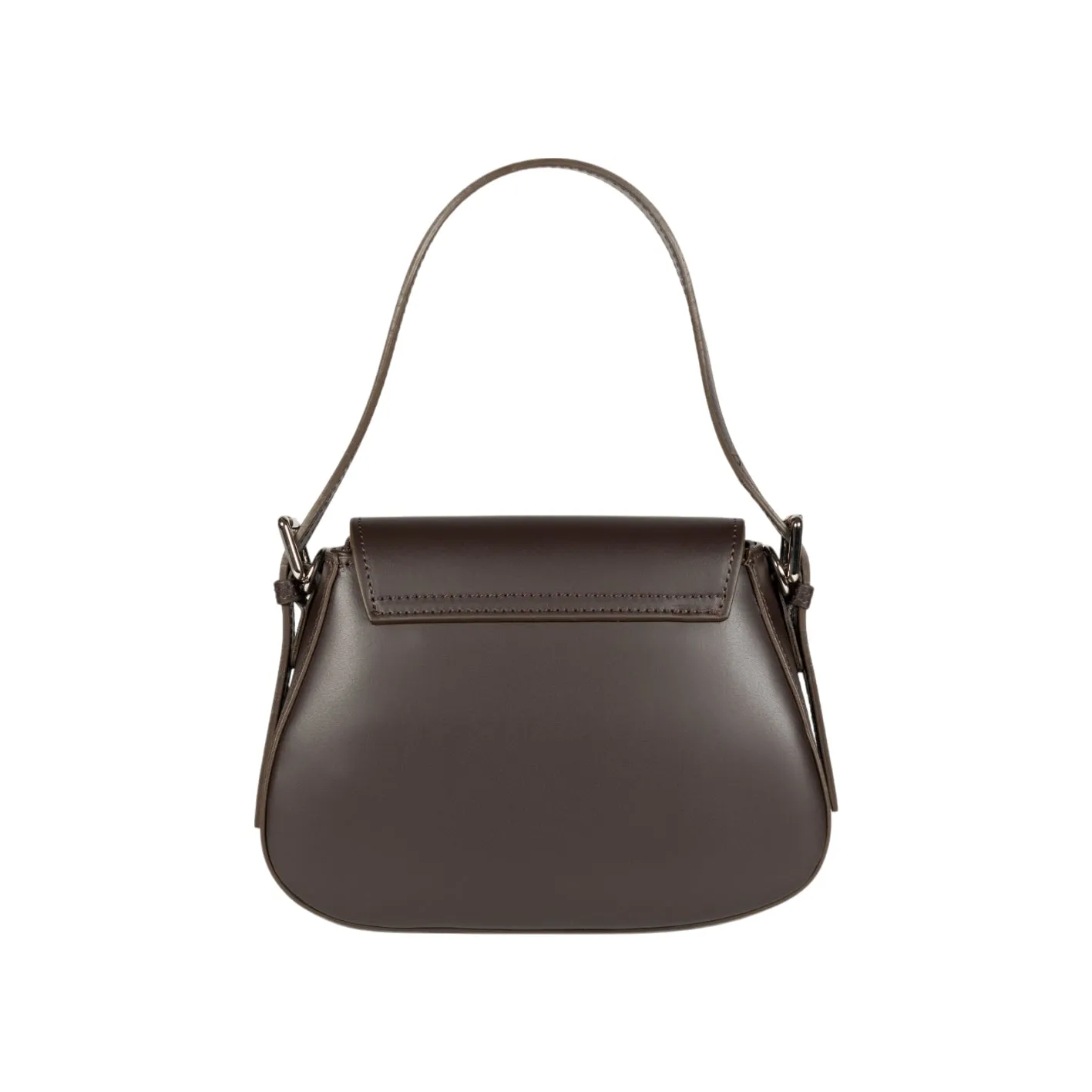 Renato Borzatta EMMA leather Shoulder Bag with Flap Dark Brown