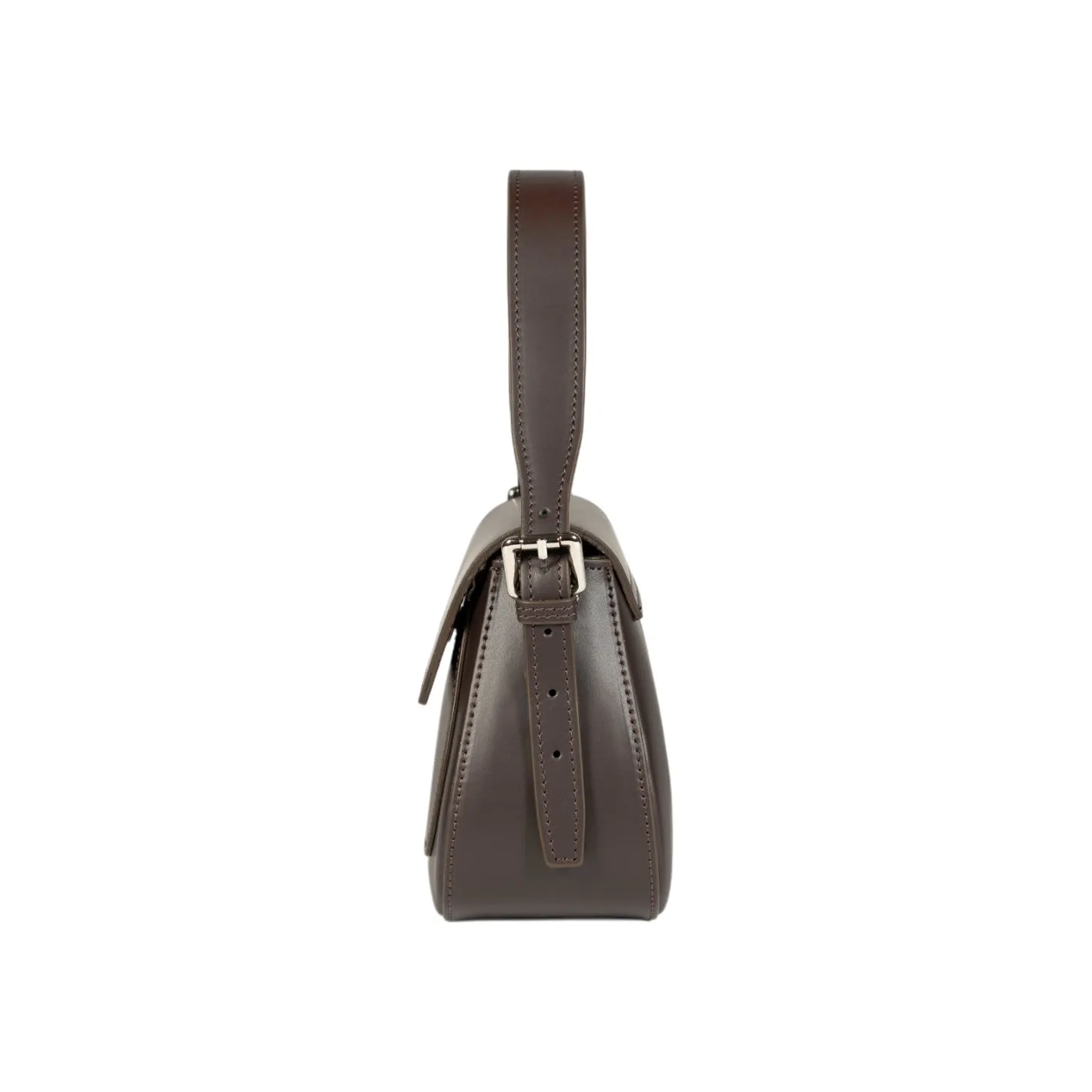Renato Borzatta EMMA leather Shoulder Bag with Flap Dark Brown