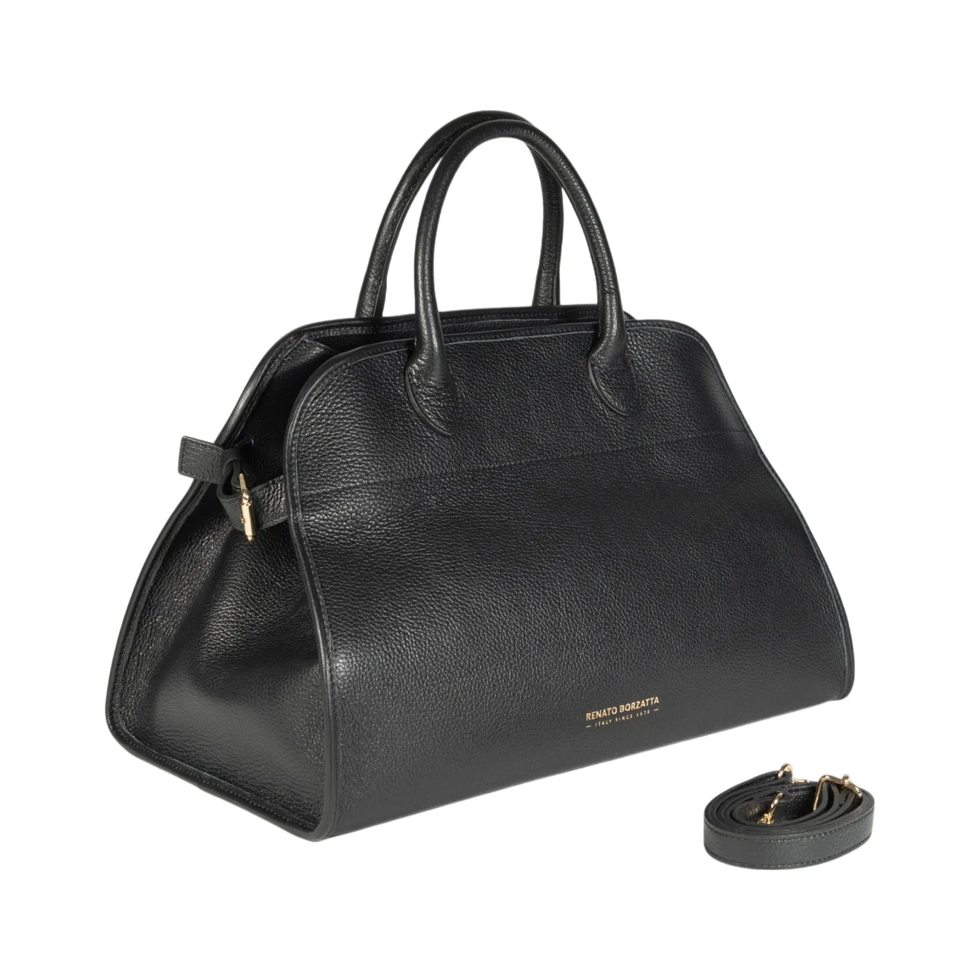 Renato Borzatta FRIDA Women's Leather Satchel Bag Black