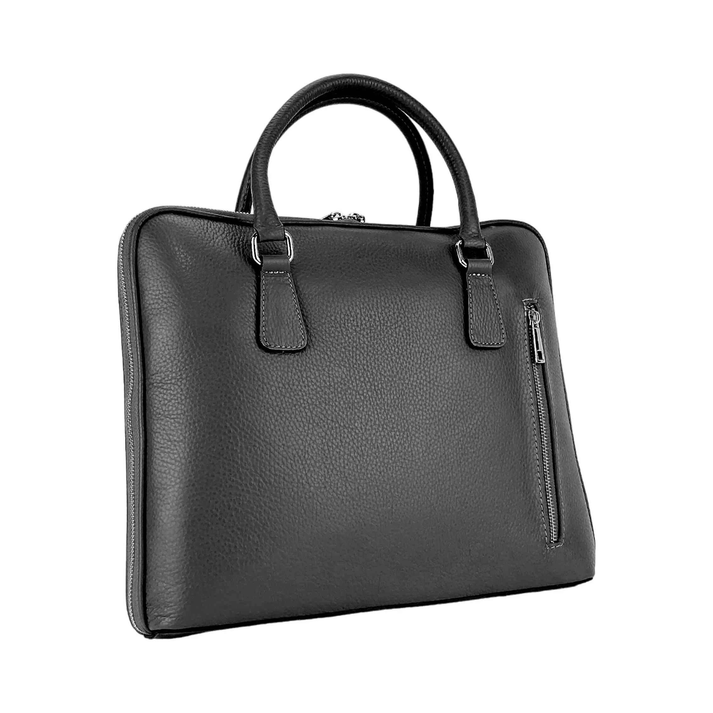 Renato Borzatta Leather Business Briefcase Black