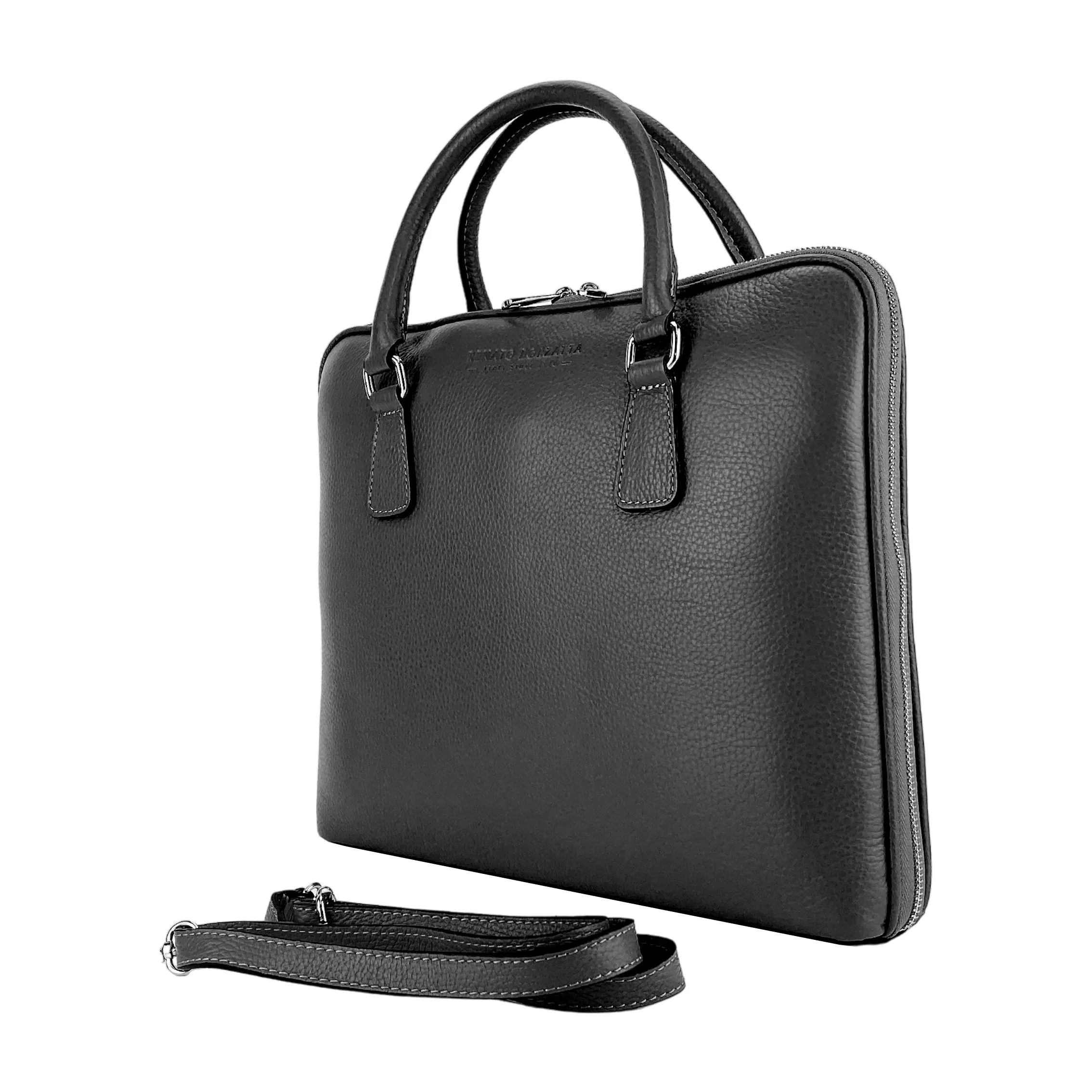 Renato Borzatta Leather Business Briefcase Black