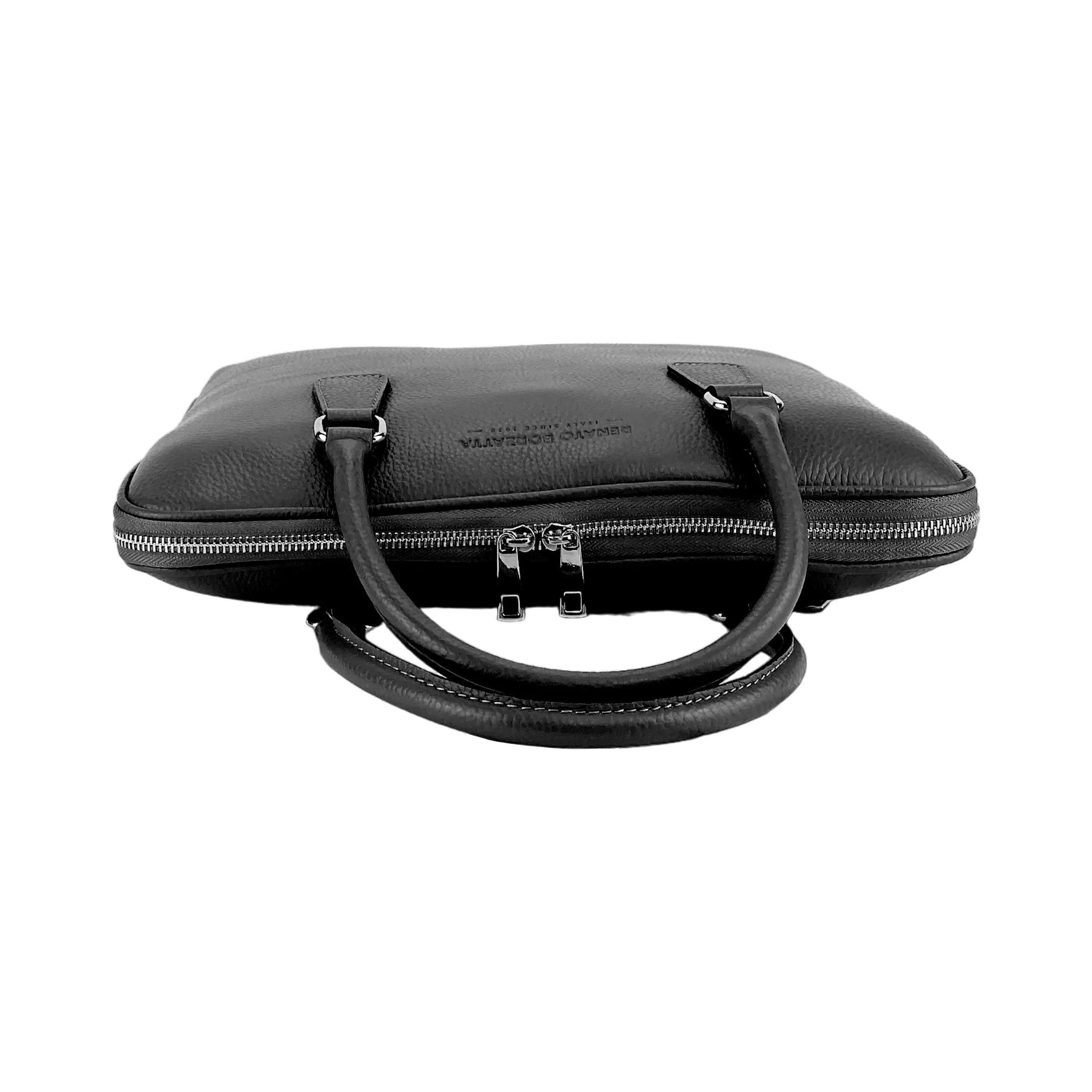 Renato Borzatta Leather Business Briefcase Black