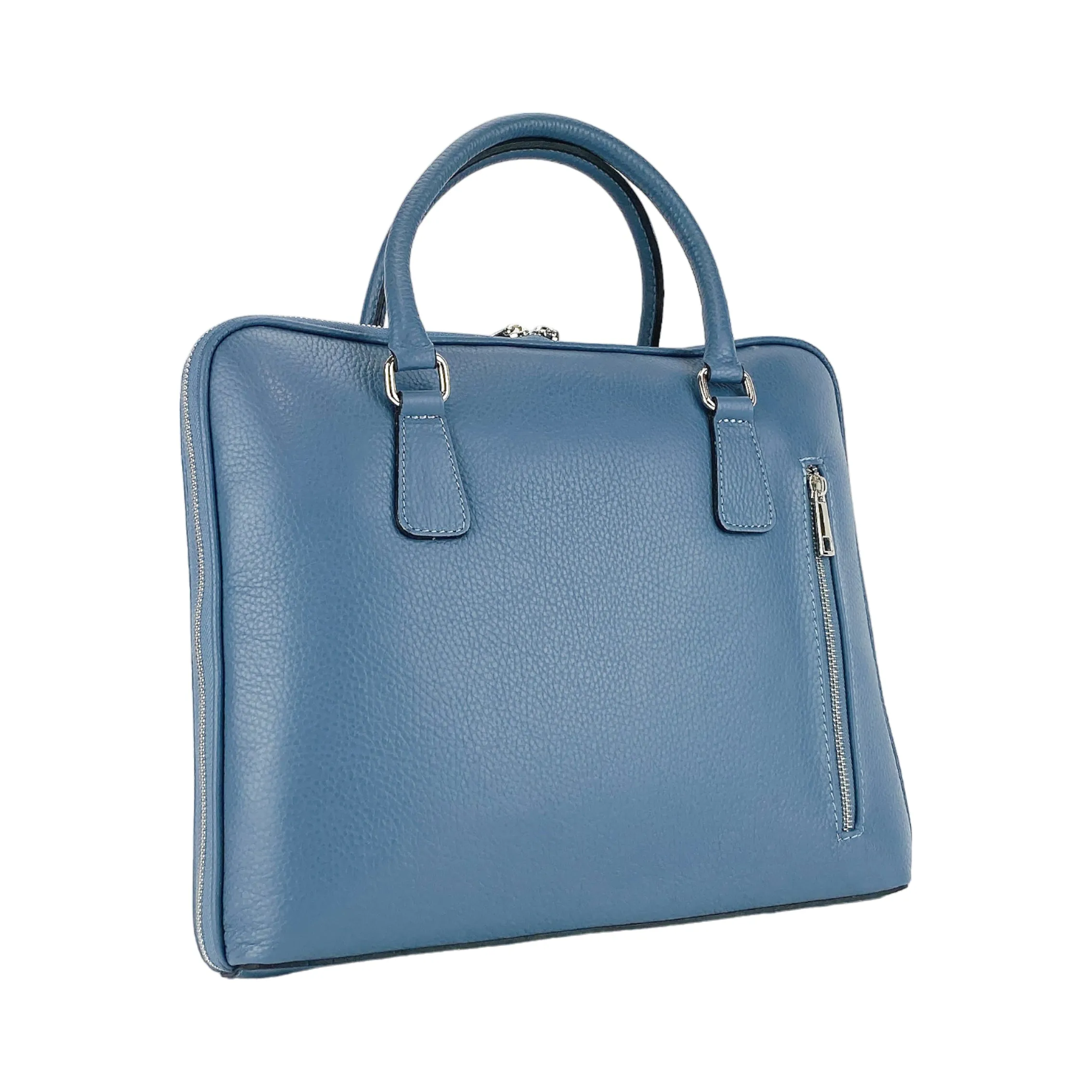 Renato Borzatta Leather Business Briefcase Blue