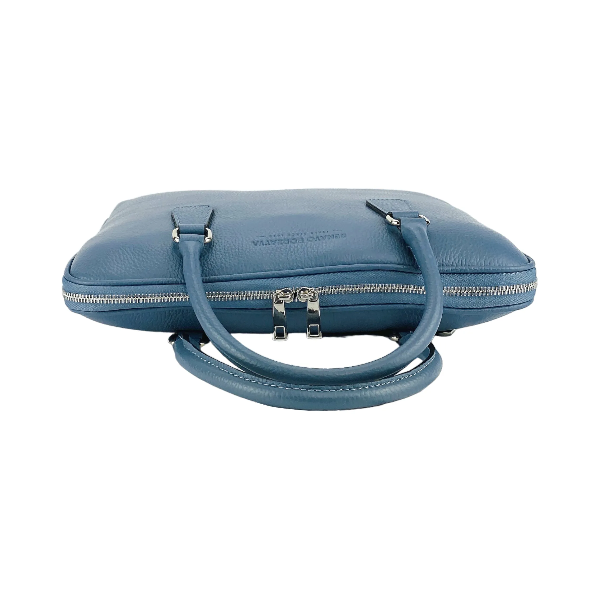Renato Borzatta Leather Business Briefcase Blue
