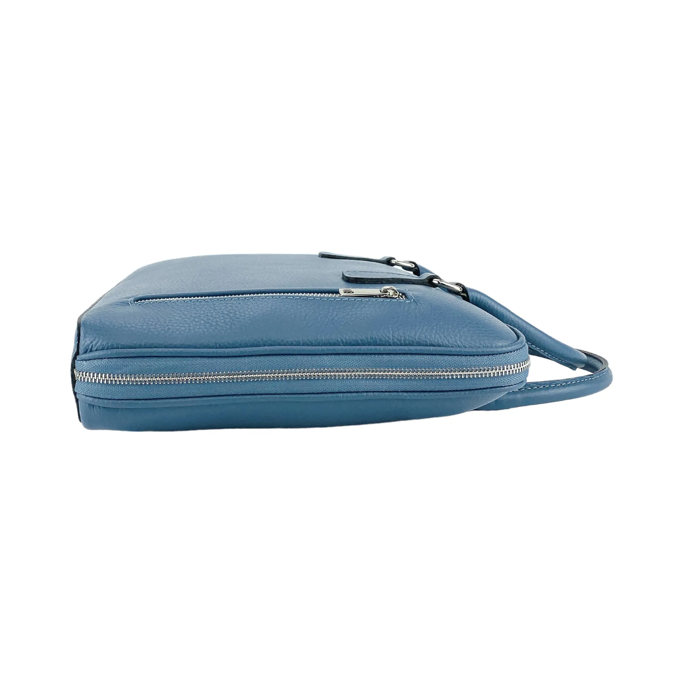 Renato Borzatta Leather Business Briefcase Blue