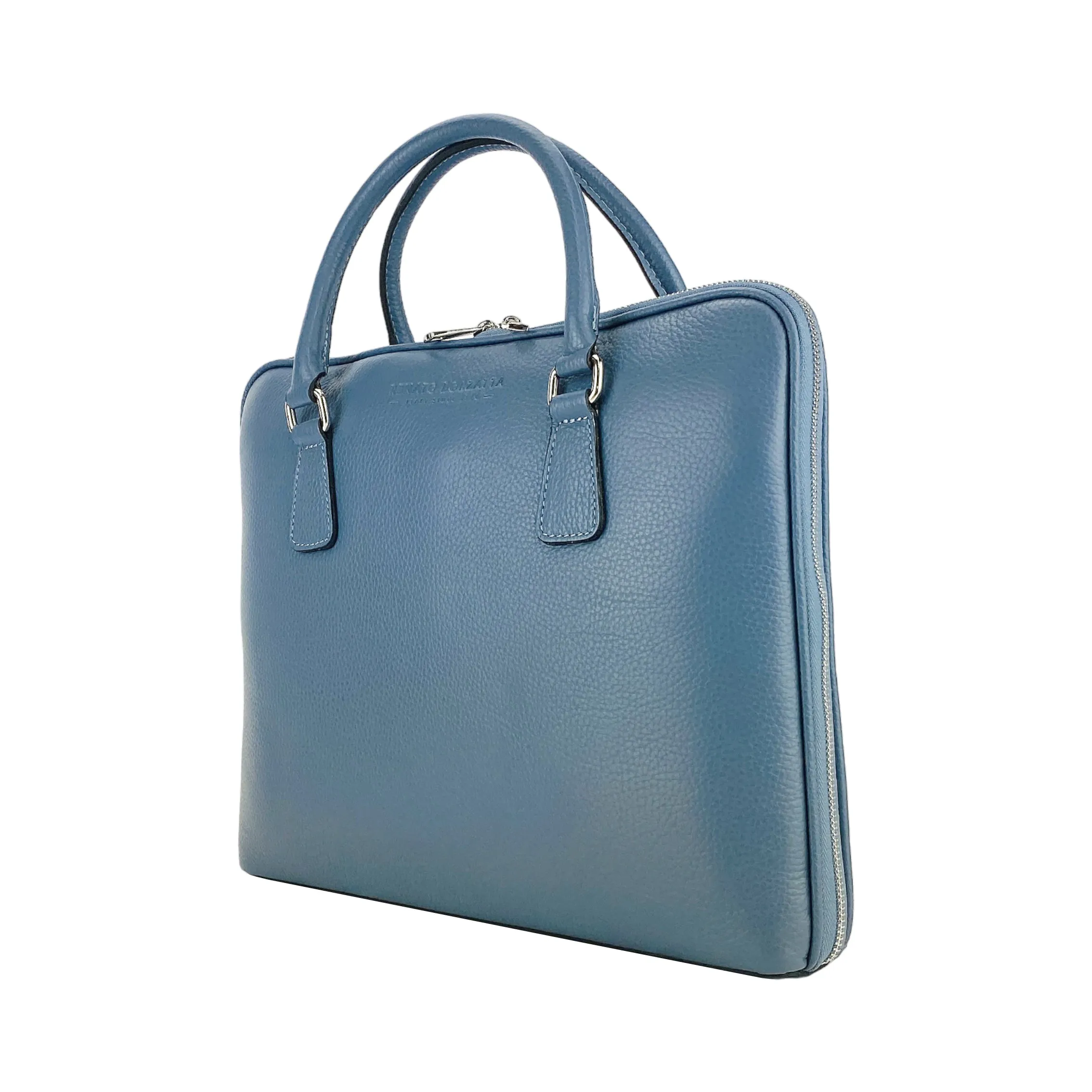 Renato Borzatta Leather Business Briefcase Blue