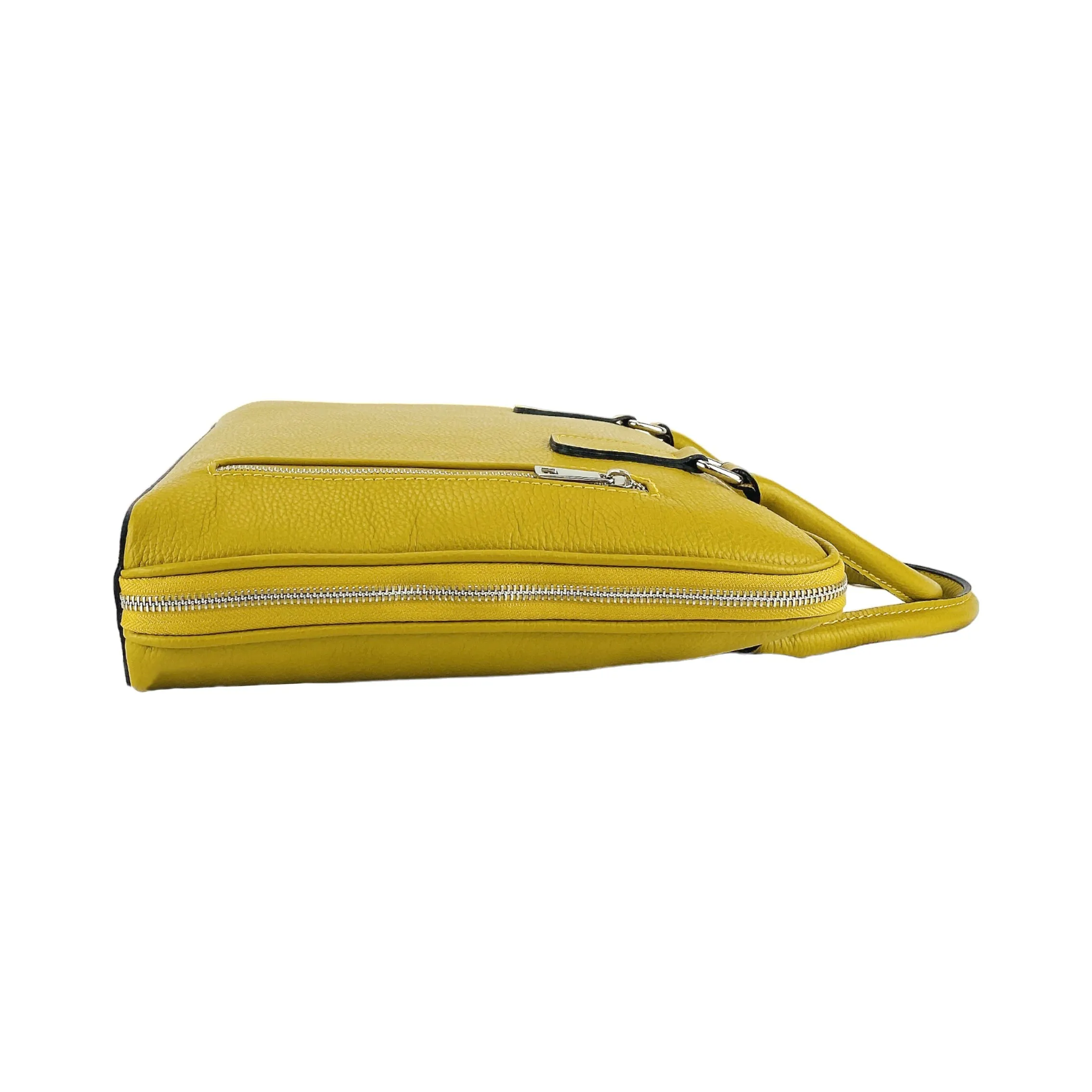 Renato Borzatta Leather Business Briefcase Mustard Yellow