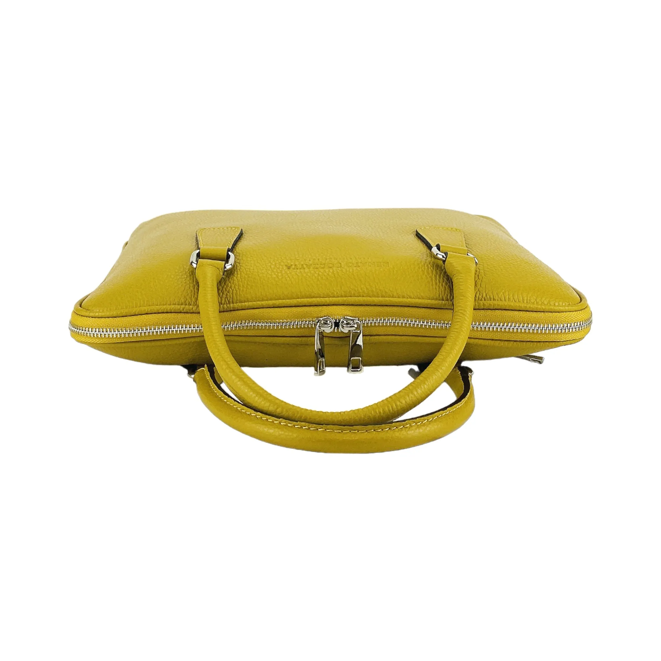 Renato Borzatta Leather Business Briefcase Mustard Yellow