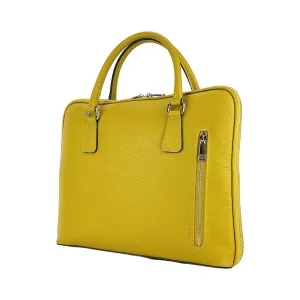 Renato Borzatta Leather Business Briefcase Mustard Yellow
