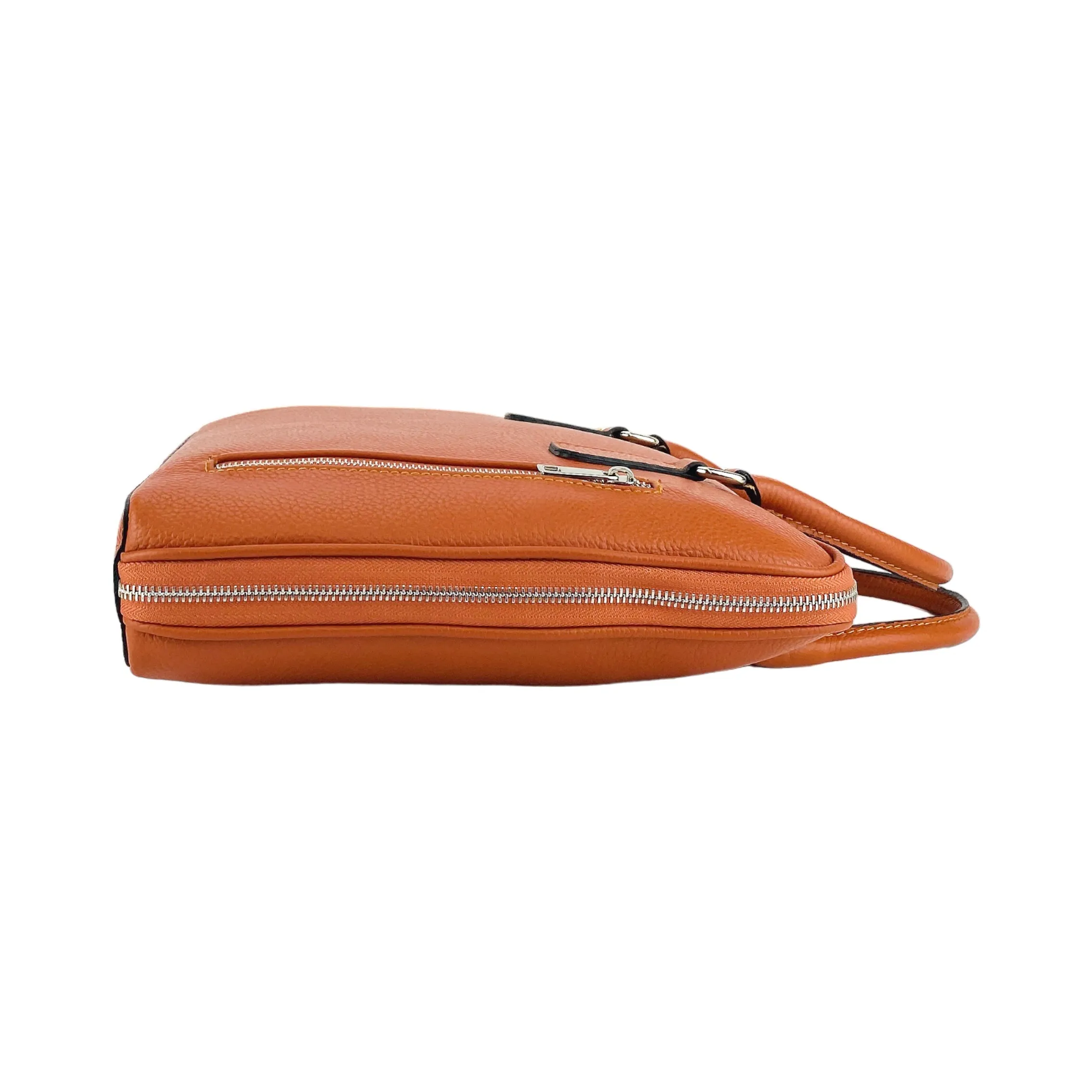Renato Borzatta Leather Business Briefcase Orange