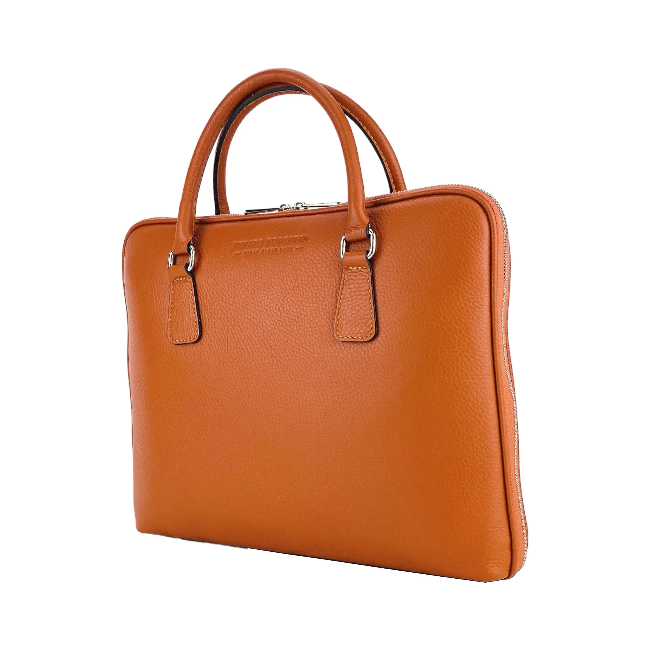 Renato Borzatta Leather Business Briefcase Orange