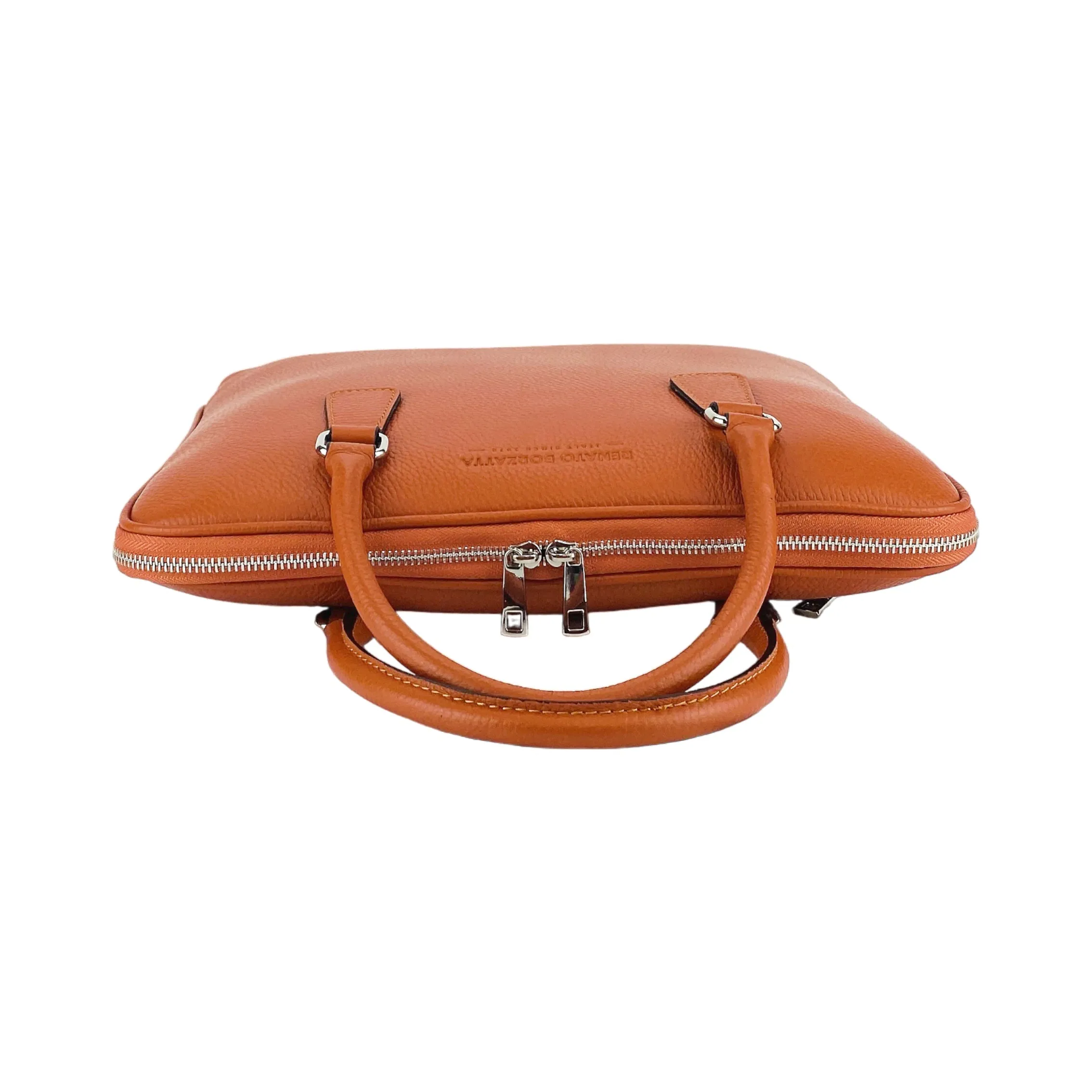 Renato Borzatta Leather Business Briefcase Orange