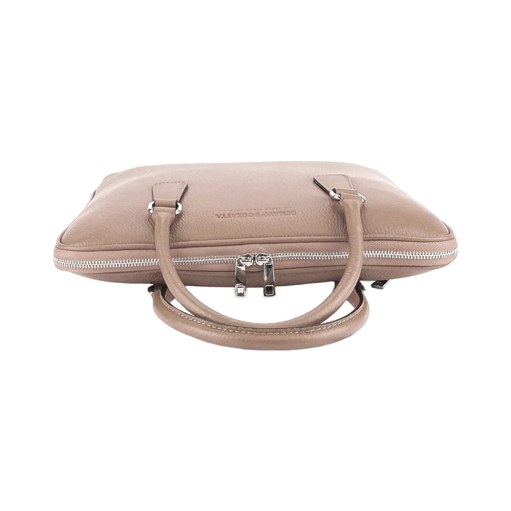 Renato Borzatta Leather Business Briefcase Taupe