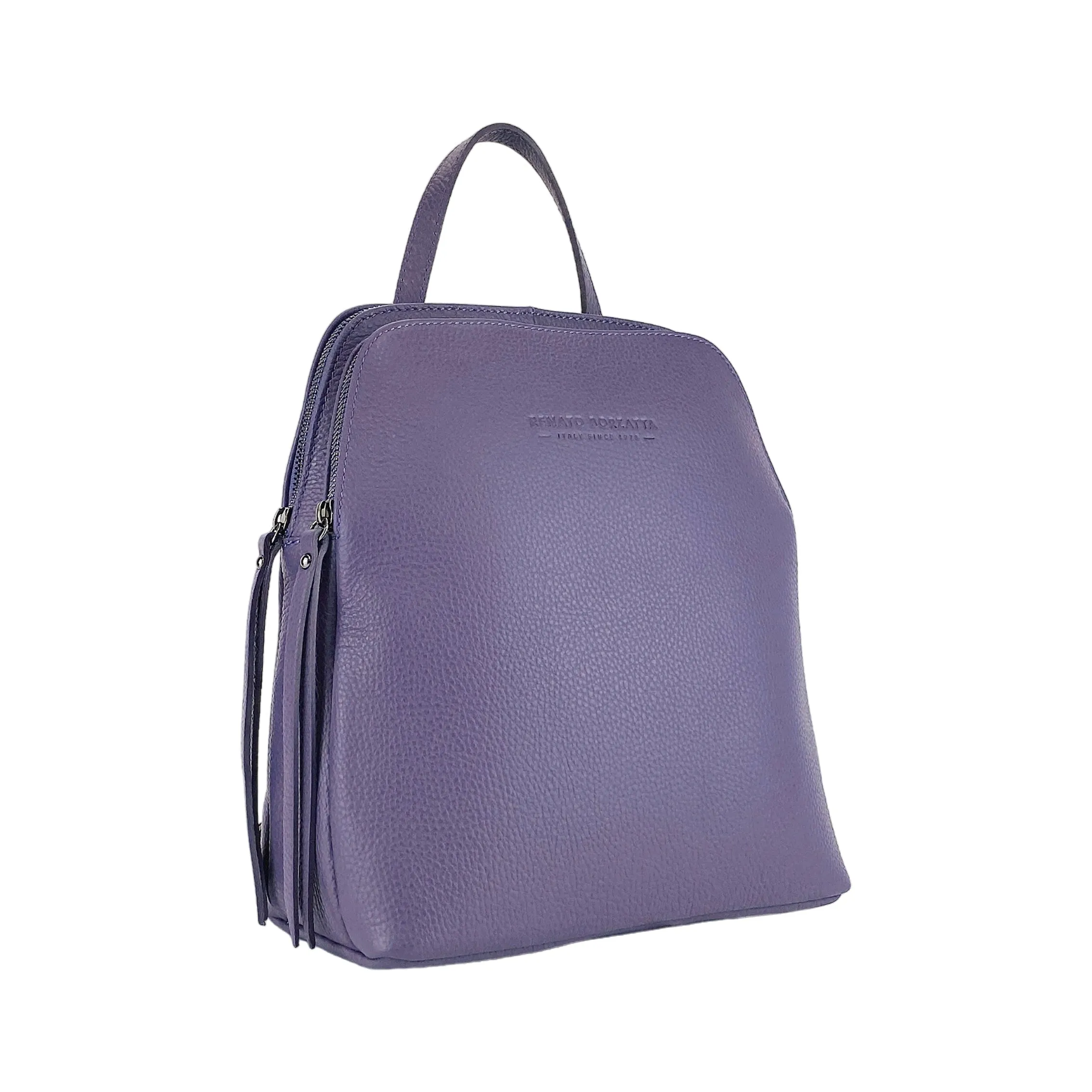 Renato Borzatta Leather Double Compartment Backpack Purple