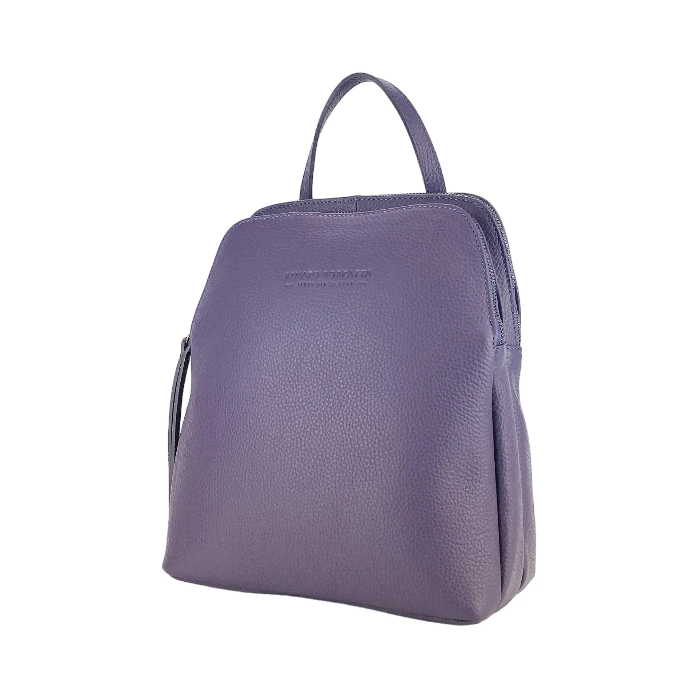 Renato Borzatta Leather Double Compartment Backpack Purple