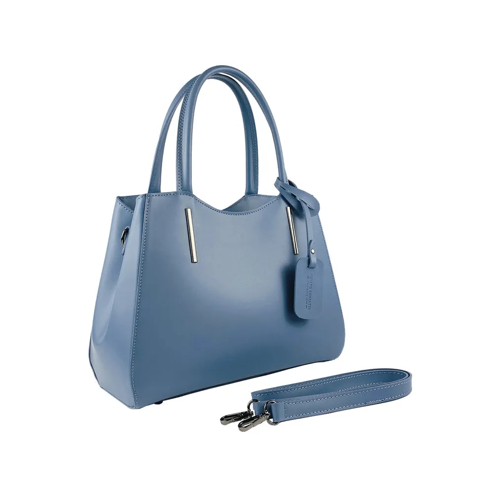 Renato Borzatta Leather Double Strap Shoulder Bag Air Force Blue