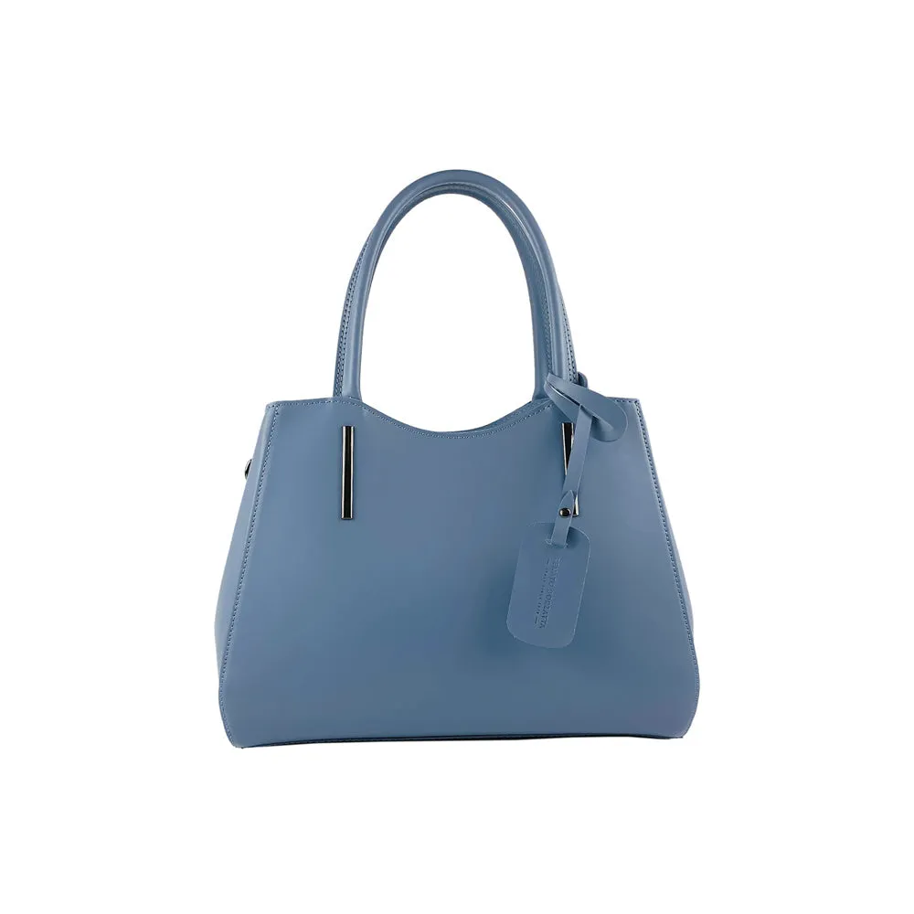 Renato Borzatta Leather Double Strap Shoulder Bag Air Force Blue