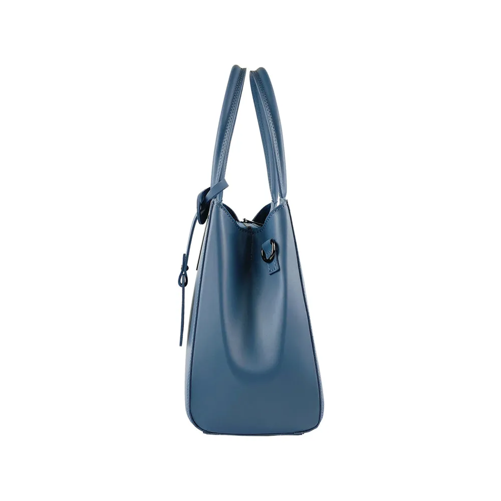 Renato Borzatta Leather Double Strap Shoulder Bag Air Force Blue