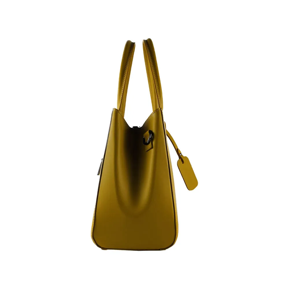 Renato Borzatta Leather Double Strap Shoulder Bag Mustard Yellow