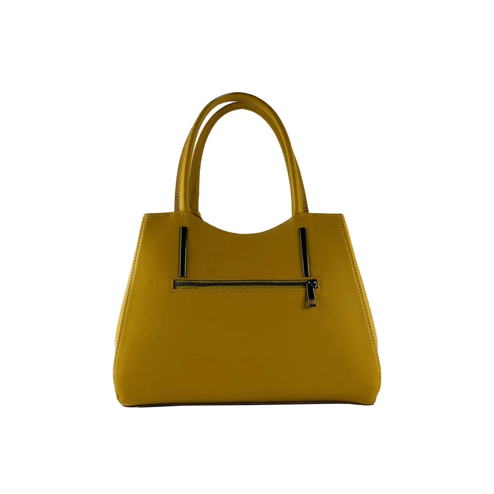 Renato Borzatta Leather Double Strap Shoulder Bag Mustard Yellow