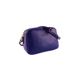 Renato Borzatta Leather Double Zip Camera Shoulder Crossbody Bag Purple