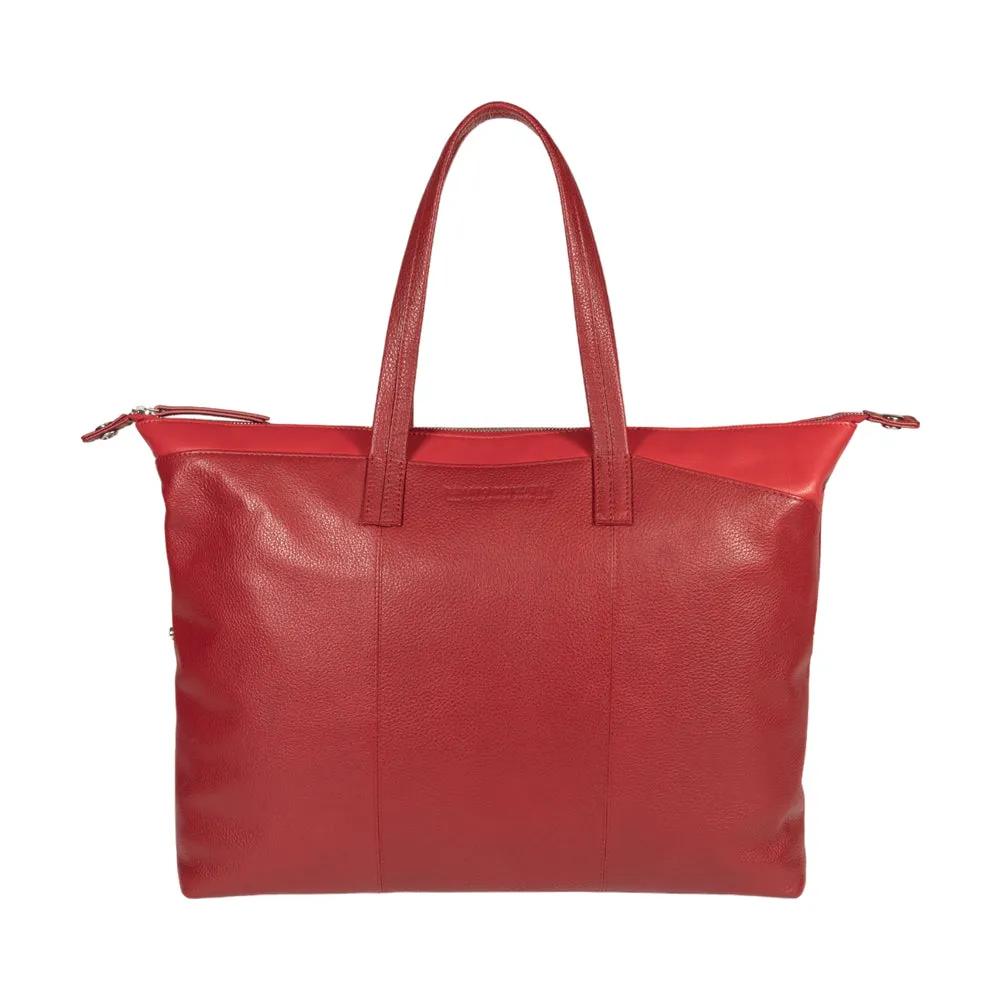 Renato Borzatta Leather Expandable Shopping Bag Red